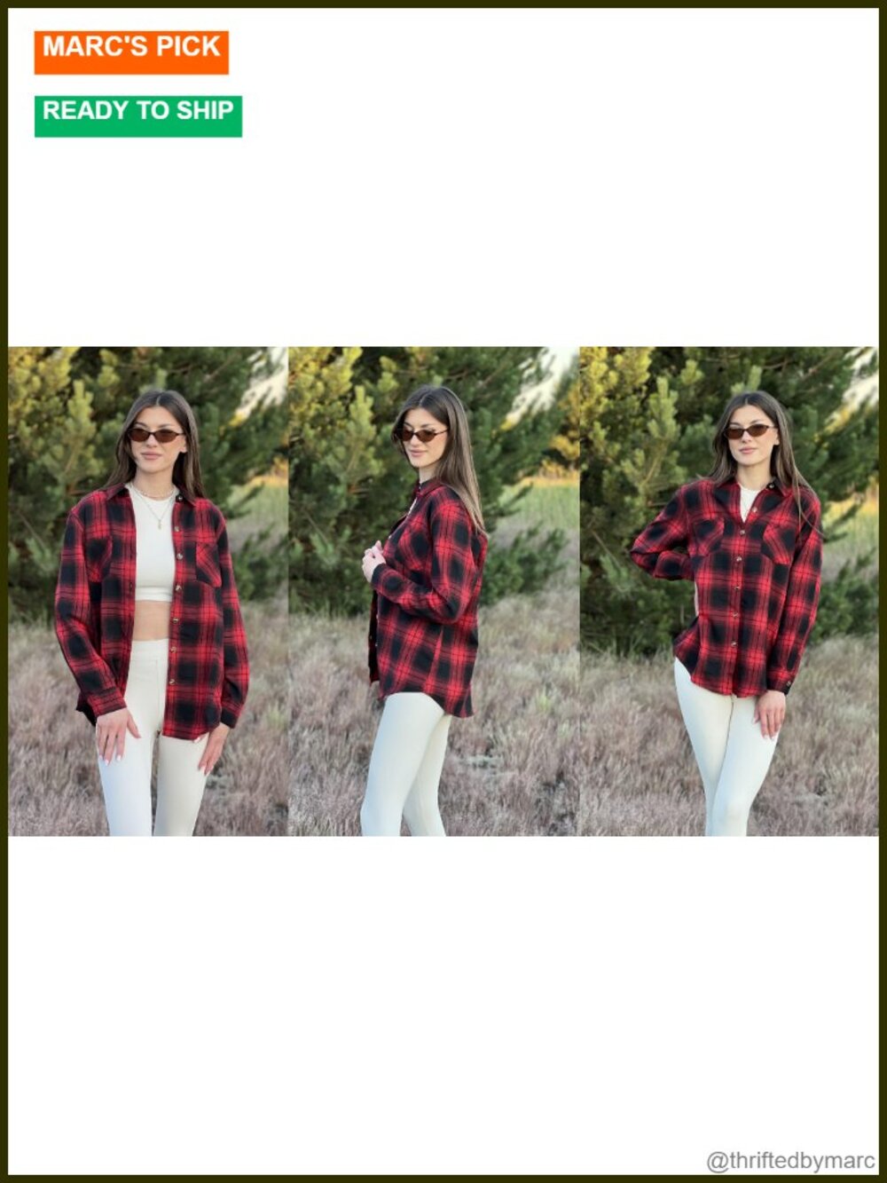Flannel Plaid Button Down Shirt for Women | Long Sleeve Work Blouse - Picture 6 of 6